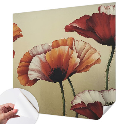 3D wall mural with a joyful poppy motif