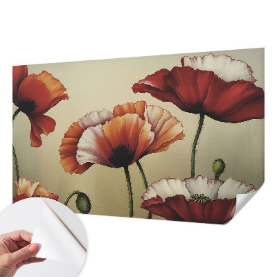 3D wall mural with a joyful poppy motif