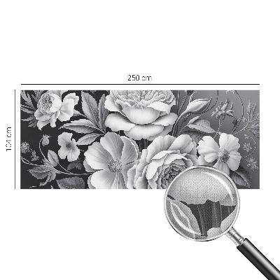 3D photo wallpaper mural with a gray floral pattern