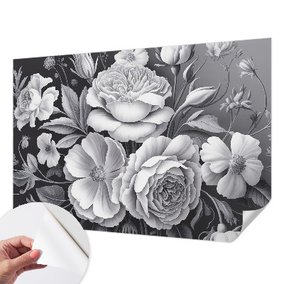 3D photo wallpaper mural with a gray floral pattern