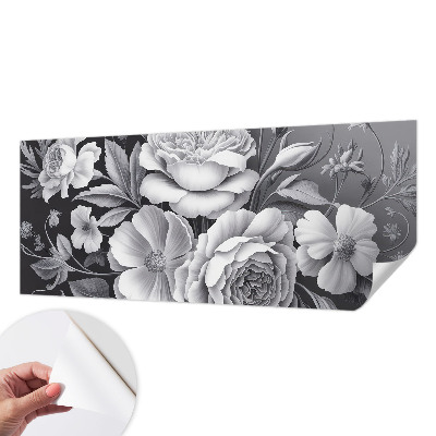 3D photo wallpaper mural with a gray floral pattern