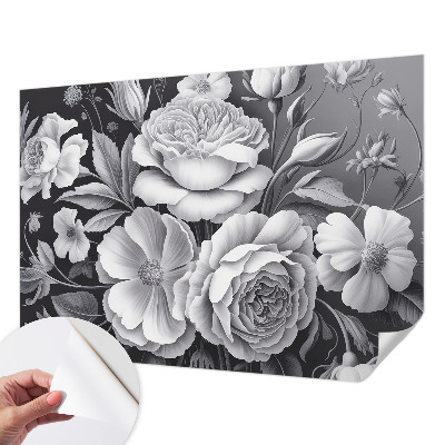 3D photo wallpaper mural with a gray floral pattern