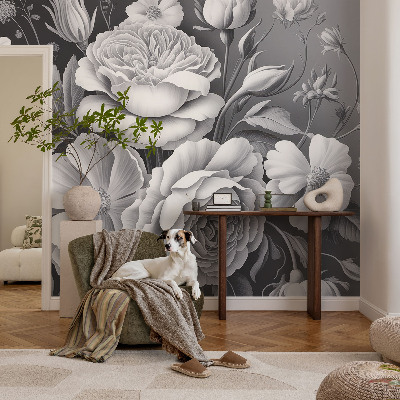3D photo wallpaper mural Gray flowers