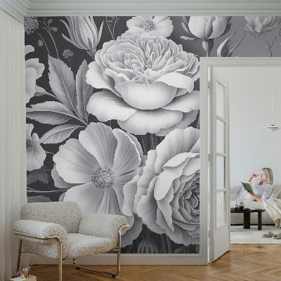 3D photo wallpaper mural Gray flowers