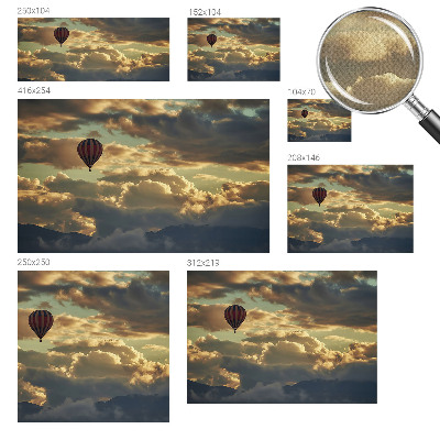 Nursery wall mural with a balloon drifting among the clouds