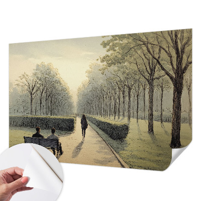 Baby room wall mural with a peaceful park illustration