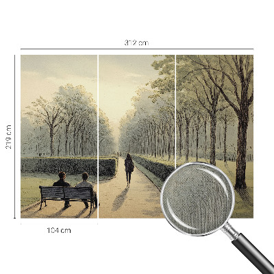 Baby room wall mural with a peaceful park illustration