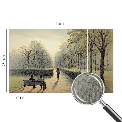 Baby room wall mural with a peaceful park illustration