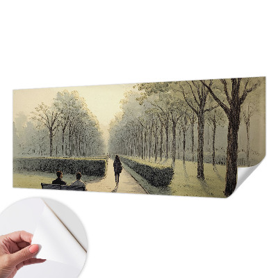Baby room wall mural with a peaceful park illustration