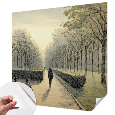 Baby room wall mural with a peaceful park illustration