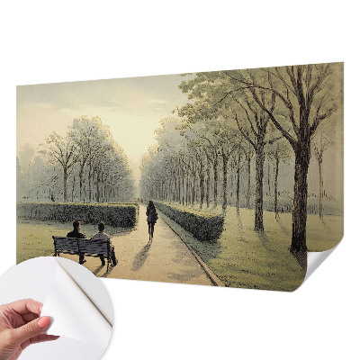 Baby room wall mural with a peaceful park illustration