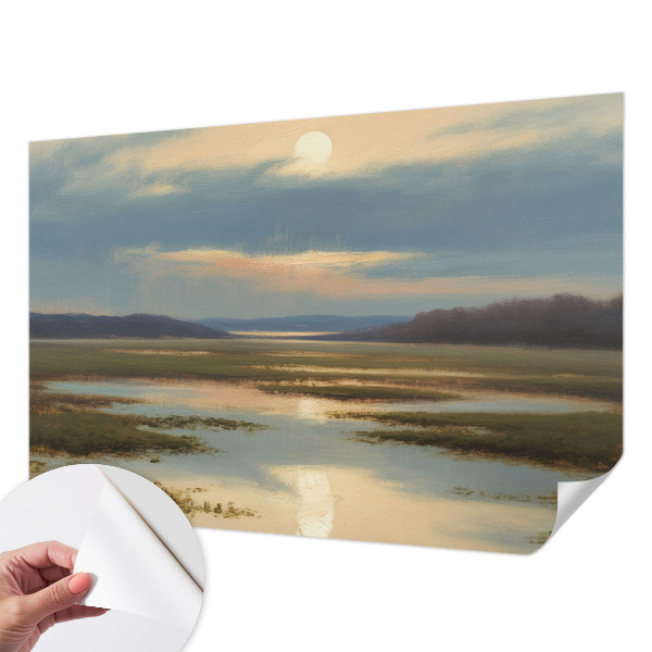 Peel and stick wall mural featuring an atmospheric landscape scene