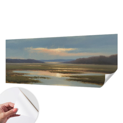 Peel and stick wall mural featuring an atmospheric landscape scene