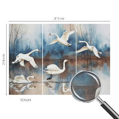 Self-adhesive wall mural with a birds-in-flight design