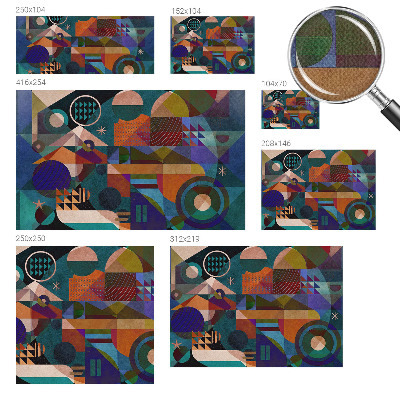 Stick-on wall mural with geometric artwork