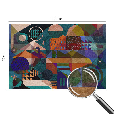 Stick-on wall mural with geometric artwork