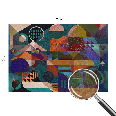 Stick-on wall mural with geometric artwork