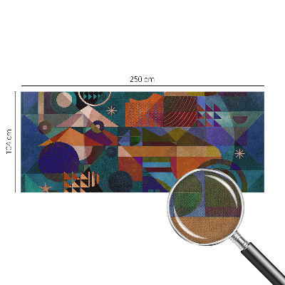 Stick-on wall mural with geometric artwork
