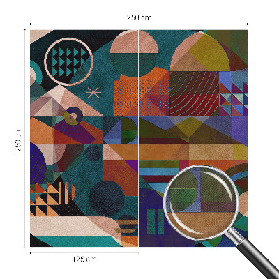 Stick-on wall mural with geometric artwork