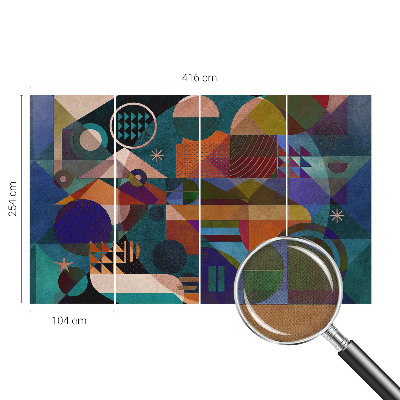 Stick-on wall mural with geometric artwork