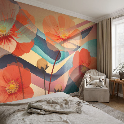 Removable wall mural featuring the “Flowers of the Senses” design