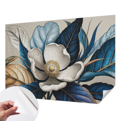Peel and stick wall mural for living room featuring an elegant floral design