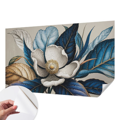 Peel and stick wall mural for living room featuring an elegant floral design
