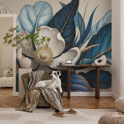 Peel and stick wall mural for living room featuring an elegant floral design