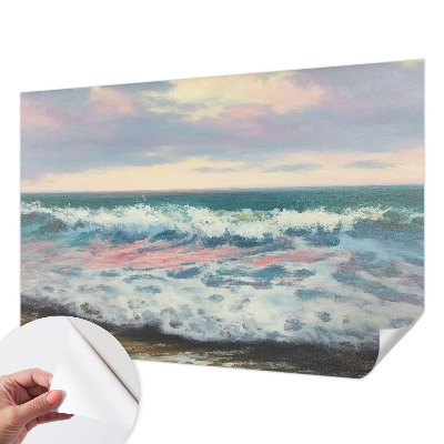 Peel and stick wall mural for bedroom with a seascape design