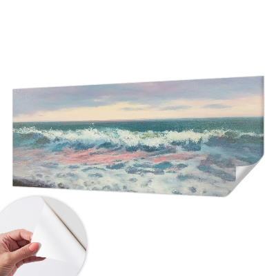 Peel and stick wall mural for bedroom with a seascape design