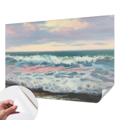 Peel and stick wall mural for bedroom with a seascape design