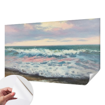 Peel and stick wall mural for bedroom with a seascape design