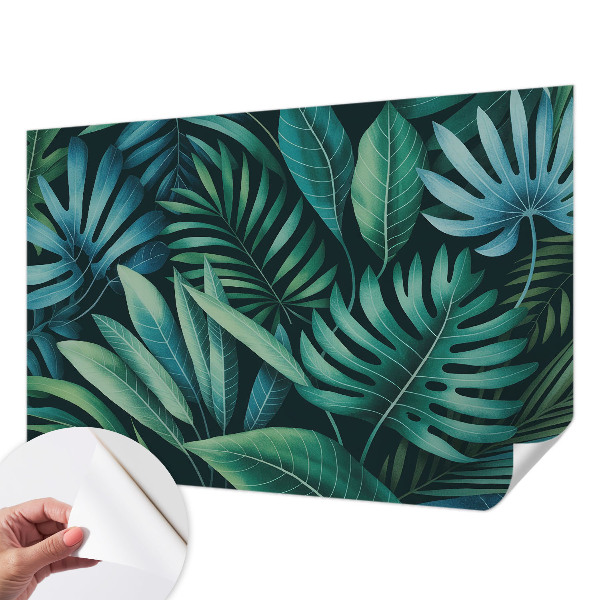 3D wall mural with a tropical leaves motif