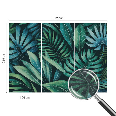 3D wall mural with a tropical leaves motif