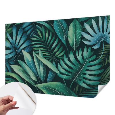 3D wall mural with a tropical leaves motif
