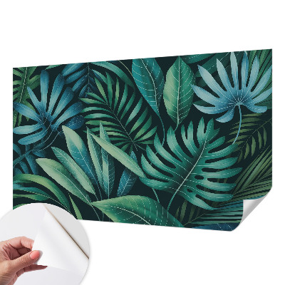 3D wall mural with a tropical leaves motif
