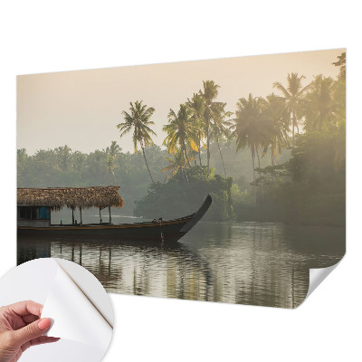 Stick-on wall mural with a tropical haven design