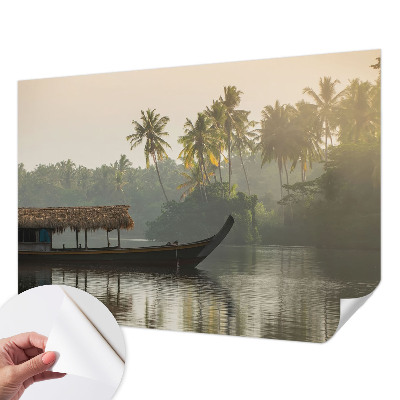 Stick-on wall mural with a tropical haven design