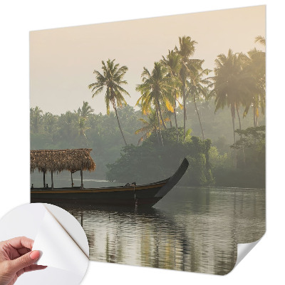 Stick-on wall mural with a tropical haven design