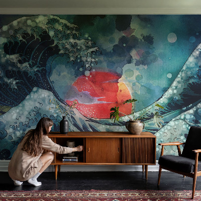 3D photo wallpaper mural with an oceanic eastern scene