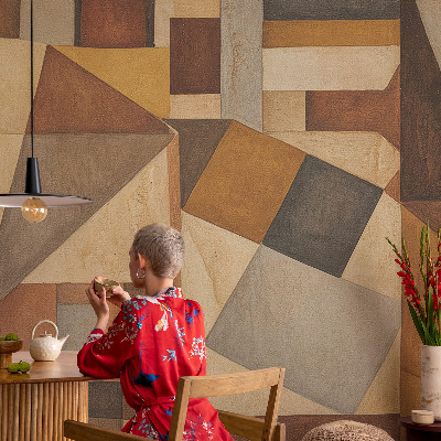 Children's wall mural with a geometric abstraction design