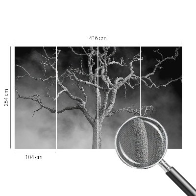Nursery wall mural with a misty tree design