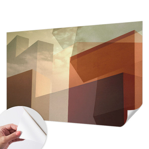 Peel and stick wall mural with abstract shapes
