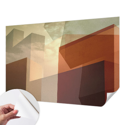 Peel and stick wall mural with abstract shapes