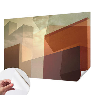 Peel and stick wall mural with abstract shapes