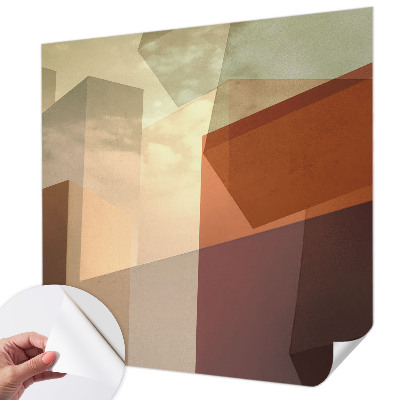 Peel and stick wall mural with abstract shapes