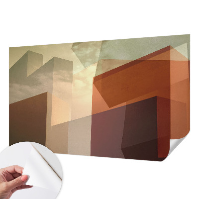 Peel and stick wall mural with abstract shapes