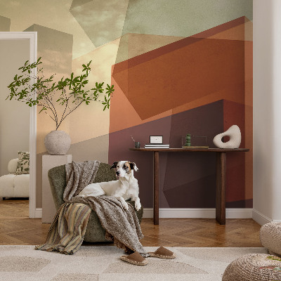 Peel and stick wall mural with abstract shapes