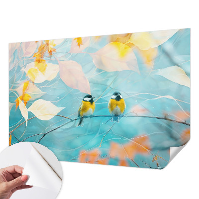 Peel and stick wallpaper mural Spring birds