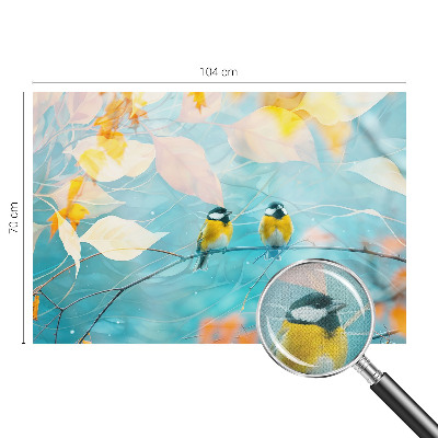 Peel and stick wallpaper mural with a spring birds design